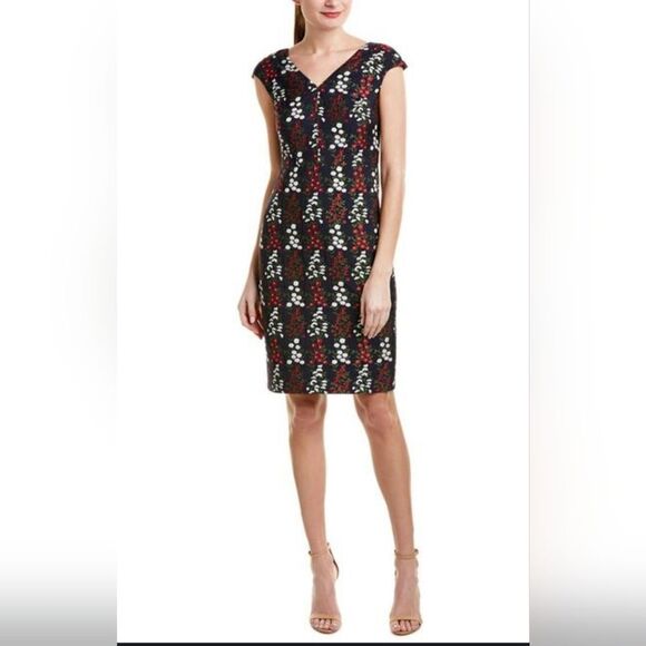 NWT Brooks Brothers Sheath Dress Floral Bellow Knee Sleeveless Embroidered sz 6 - Picture 1 of 4